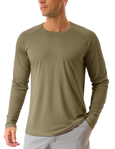 TACVASEN Herren UPF 50+ UV Sonnenschutz Langarmshirt Outdoor Langarm T-Shirt Rashguard, Stumpfes Cyan, XL von TACVASEN