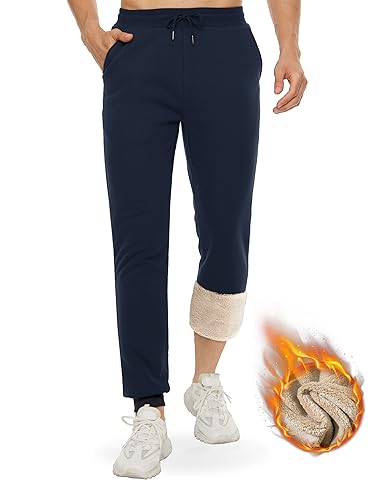 TACVASEN Herren Laufhose Aktive Training Hose Thermo Winterhose Männer Trainingsanzug Sport Freizeit, Navy, 32 von TACVASEN