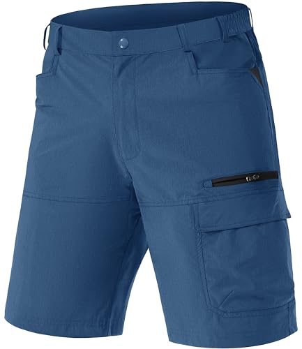 TACVASEN Herren Outdoor Hose Herrenhose Kurz Shorts Sommer Wandern Biker Atmungsaktiv Nylon Bermudas Leicht Freizeithose, Indigo, 32 von TACVASEN