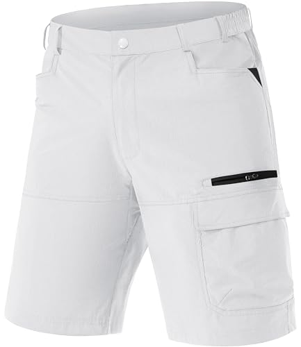 TACVASEN Herren Outdoor Hose Herrenhose Kurz Shorts Sommer Wandern Biker Atmungsaktiv Nylon Bermudas Leicht Freizeithose, Weiß, 32 von TACVASEN