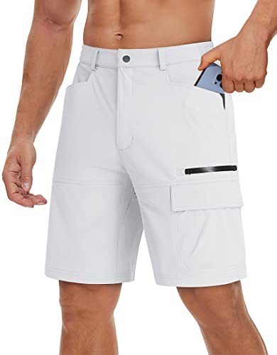 TACVASEN Herren Outdoor Hose Herrenhose Kurz Shorts Sommer Wandern Biker Atmungsaktiv Nylon Bermudas Leicht Freizeithose, Weiß, 34 von TACVASEN