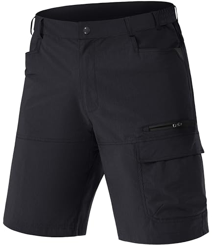 TACVASEN Herren Outdoor Shorts Wanderhose Cargo Trekkinghose Kruz Bermuda Leichte Shorts Halblang Sommerhose mit Taschen, Schwarz, 40 von TACVASEN