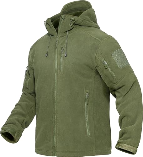 TACVASEN Herren Polarfleece Winter Fleecejacke Warme Olivgrün Full Zip Jacke Übergangsjacke (XL, Armeegrün) von TACVASEN