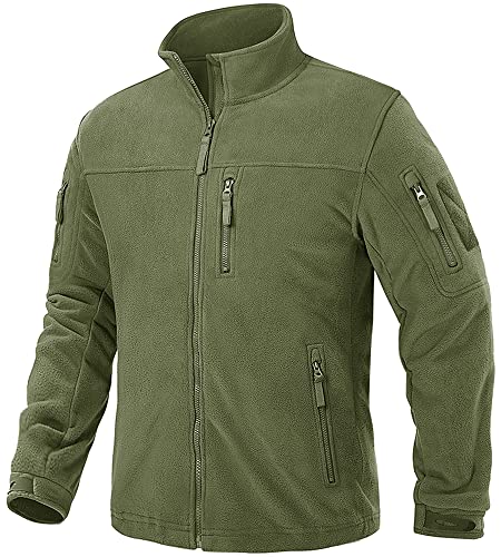 TACVASEN Herren Fleecejacke Military Fleece Army Jacket Warm Jacke Winter für Outdoor (L, Armeegrün) von TACVASEN