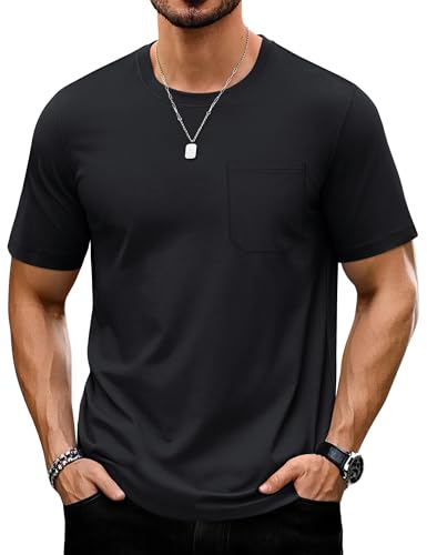 TACVASEN Herren Shirt Leicht T-Shirts mit Rundhals-Ausschnit Sommer Hemd Kurzarm Schnelltrocknend Laufshirt mit Taschen Schwarz, XXL TACVASEN Herren Shirt Leicht T-Shirts mit Rundhals-Ausschnit Sommer Hemd Kurzarm Schnelltrocknend Laufshirt mit Taschen Schwarz, XXL von TACVASEN