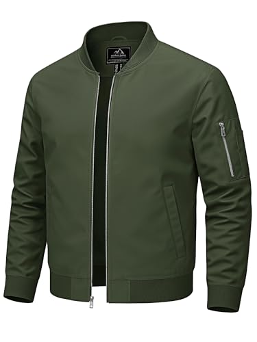TACVASEN Herren Sommer jacke Leichte Dünn Bomberjacke Übergangsjacke mit Taschen für Frühling Herbst Stilvoll und Bequem Armeegrün S von TACVASEN