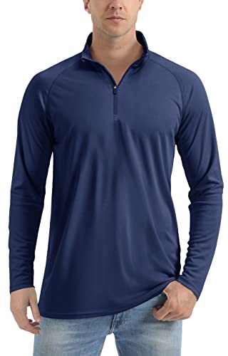 TACVASEN Herren UPF 50+ UV Schutz Shirt Sonnenschutz Langarm Performance T-Shirt Workout Running Shirts, Marineblau, XL von TACVASEN