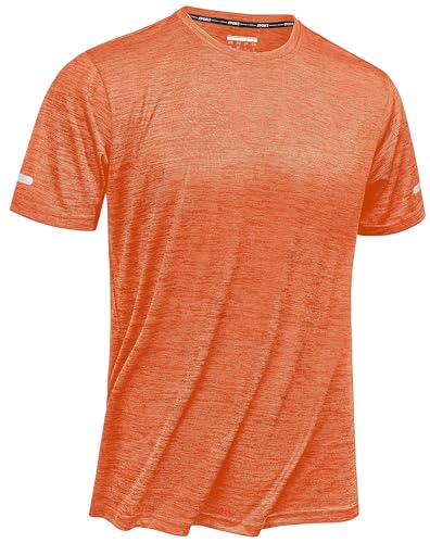 TACVASEN Herren Sport T-Shirt Leitcht Sommershirts Freizeit Beach Shirts Shortsleeve Trainingsshirt Jogging, Orange, XL von TACVASEN