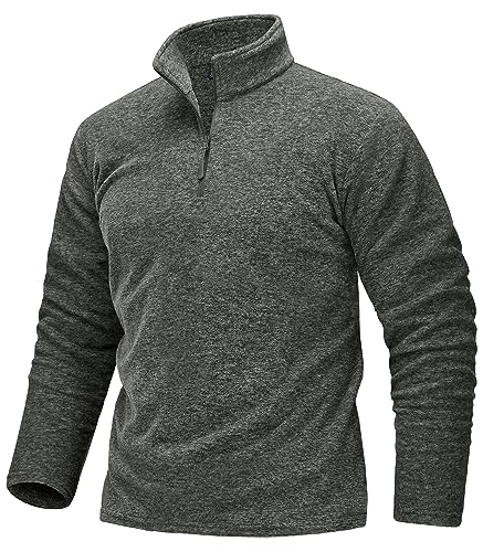 TACVASEN Herren Sportshirts Fleece Langarmshirts Joggingshirts Laufen 1/2 Zip Warm Pullover (M, Dunkelgrau) von TACVASEN