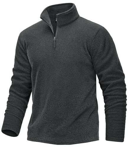 TACVASEN Herren Sportshirts Fleece Langarmshirts Joggingshirts Laufen Gym Fitness Tops 1/4 Zip Pullover (3XL, Schwarz) von TACVASEN