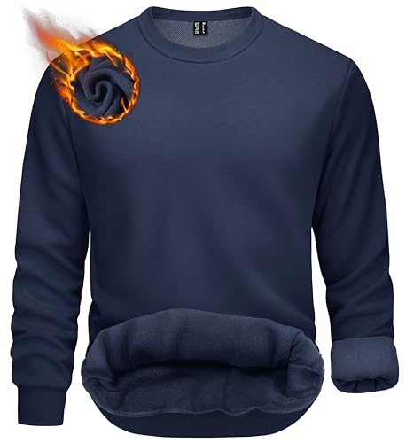 TACVASEN Herren Sweatshirts Winter Warme Hoodie Freizeit Shirts Langarm Fleece Oberteile für Männer Sportshirts, Navy, XL von TACVASEN