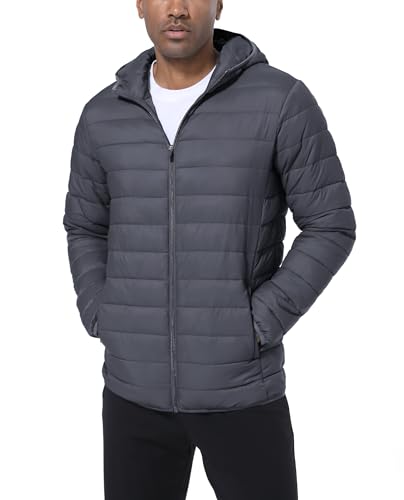 TACVASEN Herren Übergangsjacke Frühlingsjacke Leichte Herrenjacke Herbst Winddichte Outdoorjacke Stehkragen Kapuzenjacke (XXL, Dunkelgrau) von TACVASEN