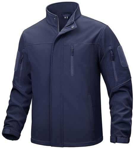 TACVASEN Herren Übergangsjacke Frühlingsjacke Outdoor Männer Soft Shell Jacket Winddicht Wasserdicht (XL, Marineblau) von TACVASEN