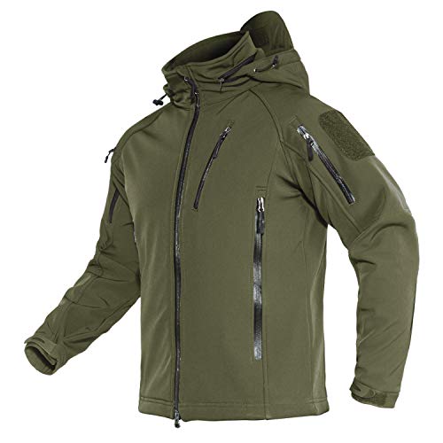 TACVASEN Herren Übergangsjacke Softshell Jacke Outdoor Winddicht Arbeitsjacke Winter Funktions-Fahrradjacke (3XL, Armeegrün) von TACVASEN