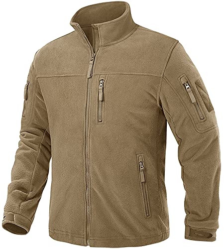 TACVASEN Herren Fleecejacke Military Fleece Army Jacket Warm Jacke Winter für Outdoor (L, Khaki) von TACVASEN