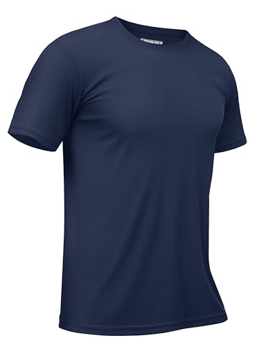 TACVASEN UV Shirt Herren Sportshirt Kurzarm Leicht Laufshirt Schwimmshirt Outdoor Tops Sonnenschutz, Marineblau, L von TACVASEN