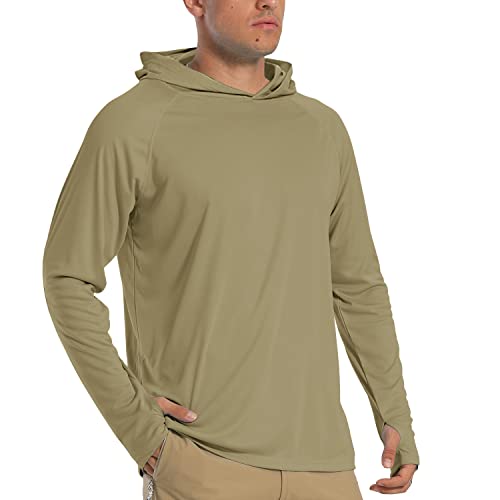 TACVASEN Herren UV Schutz Langarm Shirts Hoodie Sommer OutdoorshirtsWandern mit Kapuze, Stumpfes Cyan, 3XL von TACVASEN