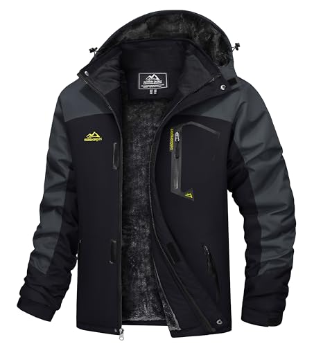 TACVASEN Herren Wanderjacke Wasserdicht Fleece Jacket Winter Warme Outdoorjacke Übergangsjacke Funktionsjacke, Dunkelgrau, L von TACVASEN