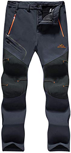 TACVASEN Herren Wasser- und Winddicht Trekking Hose Jagdhose Outdoor Thermo Arbeitshose Wintersport Skihose (Dunkelgrau, 34) von TACVASEN