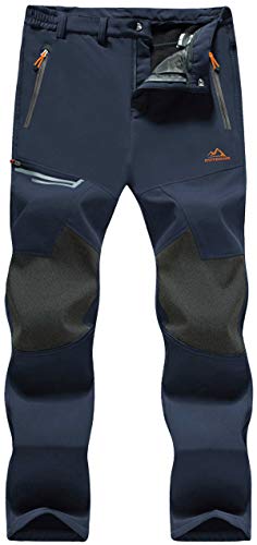 TACVASEN Herren Wasserdicht Winddicht Atmungsaktiv Wanderhose Winter Softshellhosen Outdoor Hosen für Männer, Navy, 30 von TACVASEN