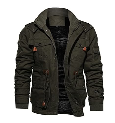 TACVASEN Herren Winterarbeitsjacke Winter Mantel Warm Fleecejacke Gefüttert Military US Jacket (XL, Armeegrün) von TACVASEN