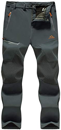 TACVASEN Herren Winterwanderhose Lange Hosen Herrenhose Softshellhose Gefüttert Skihose Snowboardhose Trekkinghose, Dunkelgrau, 32 von TACVASEN