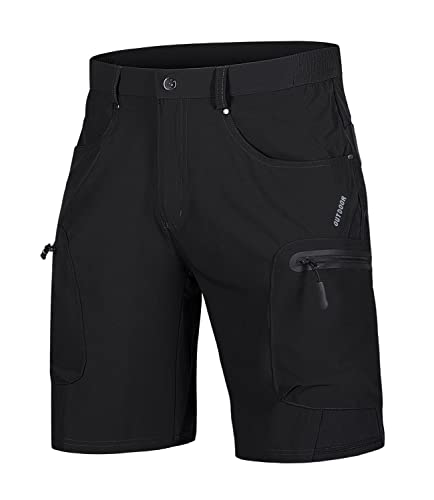 TACVASEN Outdoor Shorts Herren Wanderhose Cargo Trekkinghose Kurz Sommerhose Freizeit Shorts mit Taschen, Schwarz, 36 von TACVASEN