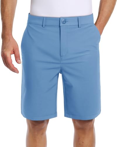 TACVASEN Kurze Wanderhose Herren Schnelltrocknende Golfhose Kurz MäNner Leichte Men's Dress Short wasserdichte Stretch Chino Short für Arbeit & Freizeit Hellblau, 3XL von TACVASEN