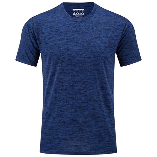 TACVASEN Laufshirts Männer Schnelltrocknend Workout Shirts Feuchtigkeitstransport Aktiv Athletische Kurzarm Tops für Herren, Königsblau, 3XL von TACVASEN