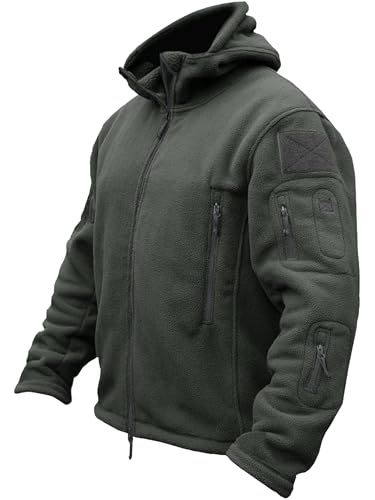 TACVASEN Herren Fleecejacke Military Outdoor Winddichte Jacke mit Kapuze, Gr. 3XL, Grau von TACVASEN