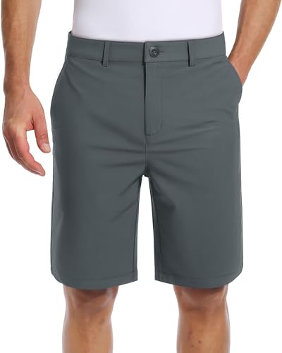 TACVASEN Shorts Herren Sommer Leichte Wanderhose Kurze Schnelltrocknende Tennis Short Atmungsaktiv Freizeithose Kurz Männer mit 4 Taschen für Tennis & Trekking Dunkelgrau, 3XL von TACVASEN