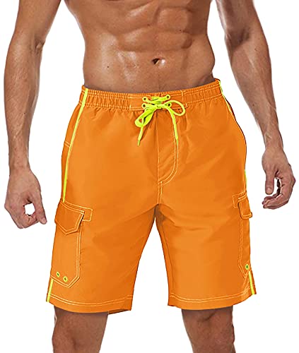 TACVASEN Sommershorts Herren Leicht Badeshorts Badehose Schwimmshorts Schwimmhose Boardshorts, Orange, M von TACVASEN