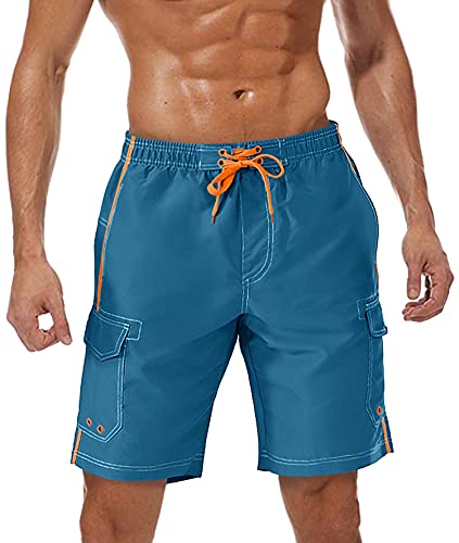 TACVASEN Surfshorts Herren Badeshorts Badehose Schwimmshorts Schwimmhose Bademode Strandshorts Sommerhose, Pfauenblau, M von TACVASEN