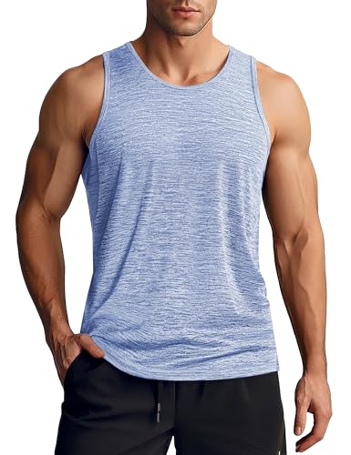 TACVASEN Tank Top Herren Ärmelloses Sommer Sport Top Achselshirts Muskelshirts Herren Schnelltrocknendes Gym Atmungsaktive Shirt (Light Blue,2XL) von TACVASEN