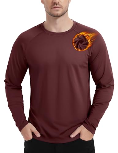 TACVASEN Thermoshirt Herren Longsleeve Sportunterwäsche Funktionsshirt Männer Fitness Activewear Ski Basic Tshirt Innenfleece Winterpullover Midlayer Fahrradbekleidung von TACVASEN