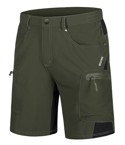 TACVASEN Leicht Schnelltrocknend Wanderhose Halblang Hose Cargo Bermuda Shorts MTB Shorts Fahrradshorts, Armeegrün, 38 von TACVASEN