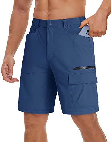 TACVASEN Herren Wanderhose Sommer Shorts Leichte Outdoor Knielang Shorts Dünne Schnelltrocknend Cargo Kruze Hose, Königsblau, 38 von TACVASEN