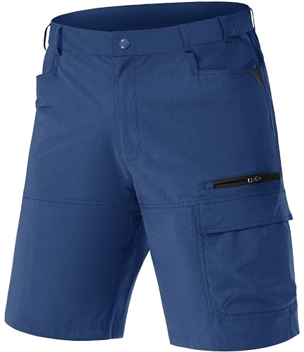 TACVASEN Herren Wanderhose Sommer Shorts Leichte Outdoor Knielang Shorts Dünne Schnelltrocknend Cargo Kruze Hose, Königsblau, 32 von TACVASEN