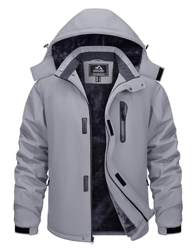 TACVASEN Winterjacke Herren Wasserdicht Winddicht Snowboardjacke Wasserdicht Atmungsaktiv Warme Outdoorjacke Gefütterte Hellgrün, L von TACVASEN