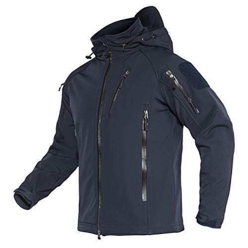 TACVASEN Herren Softshell Jacket Winterjacke Gefütterte Outdoorjacke Wanderjacke Warme Wasserdichte Jacke (L, Marineblau) von TACVASEN