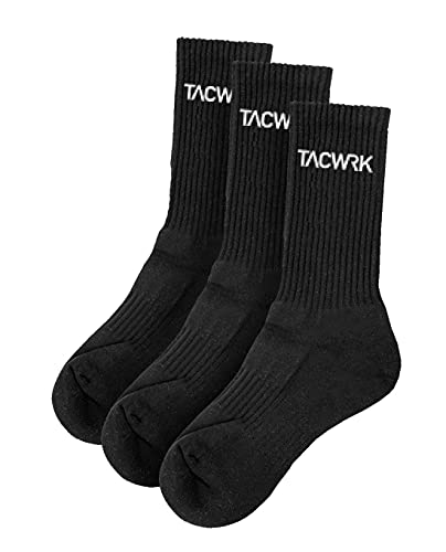 TACWRK Socken 3er Pack schwarz Sportsocken Tennissocken aus Bio-Baumwolle Unisex 40-42 von TACWRK