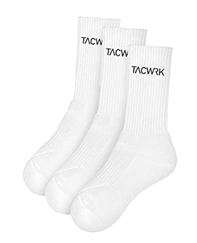TACWRK Socken 3er Pack weiß Sportsocken Tennissocken aus Bio-Baumwolle Unisex 43-46 von TACWRK