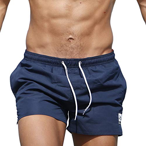 Taddlee Boardshorts Herren Strand Schwimmhose Surf Trunks Boxer Slip Bademode Badeanzug - blau - Large von TADDLEE