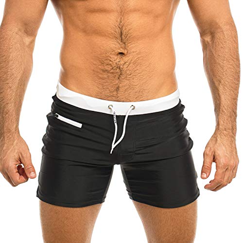 Taddlee Herren-Bademode, Badehose, quadratischer Schnitt, Schwarz / Blau - Schwarz - X-Large von TADDLEE