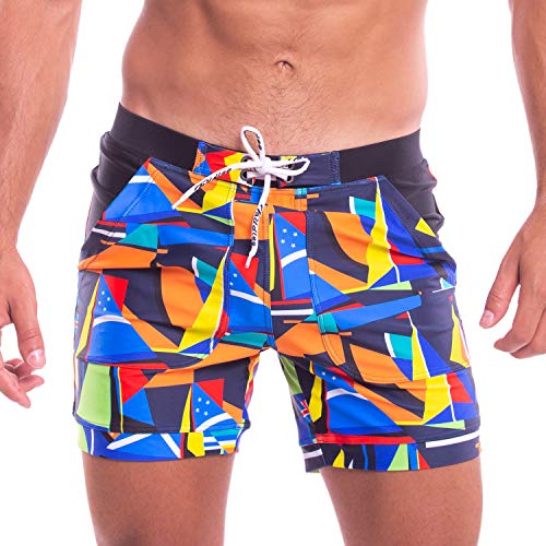 Taddlee Herren-Bademode, Bademode, Badehose, Boxershorts, Bikini-Taschen, lange Badeanzüge - Blau - Large von TADDLEE