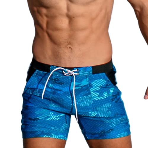 Taddlee Herren Bademode Badeanzüge Schwimmen Boxer Bikini Surfen Board Trunk Camo Shorts, Blau3, X-Large von TADDLEE