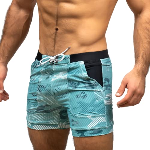 Taddlee Herren Bademode Badeanzüge Schwimmen Boxer Bikini Surfen Board Trunk Camo Shorts, Green3, Medium von TADDLEE