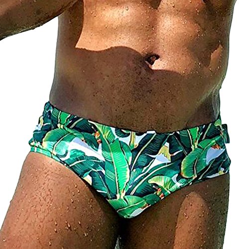 Taddlee Herren Sexy Bademode klassischer Schnitt Surfboard Boxer Trunk Badehose Bikini L fit Taille 34-36 Zoll Grün von TADDLEE