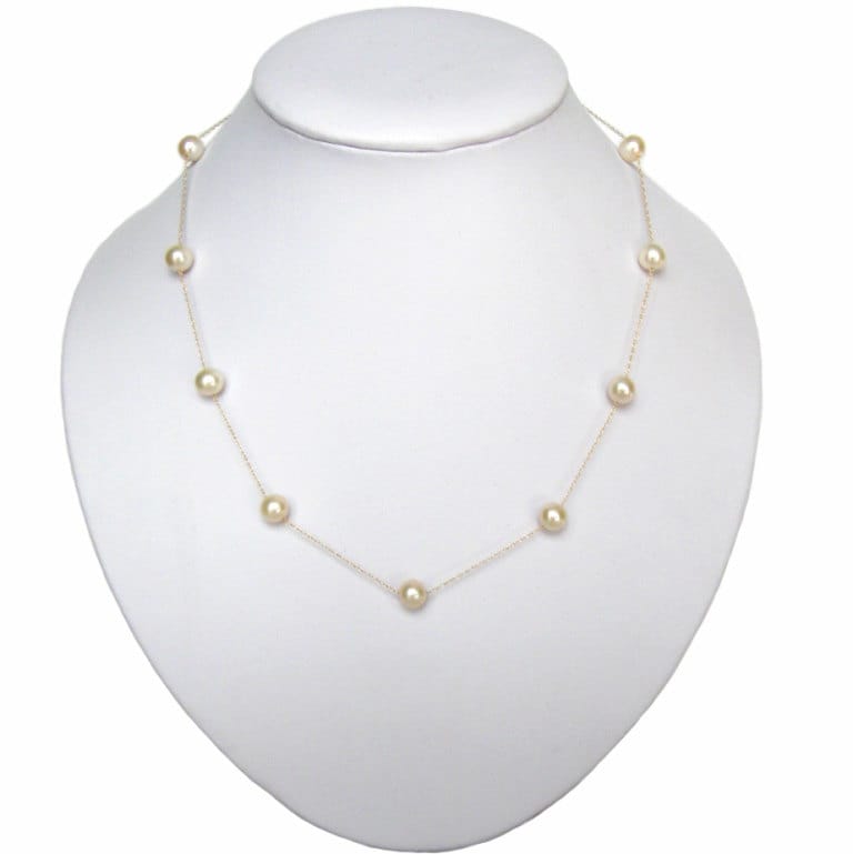 16 ", 18 "Oder 20" 6-7 Mm Echte Weiße Zuchtperle 14K Gold Kette Zinn Tasse Halskette 16 ", 18 "Oder 20" 6-7 Mm Echte Weiße Zuchtperle 14K Gold Kette Zinn Tasse Halskette von TADragon