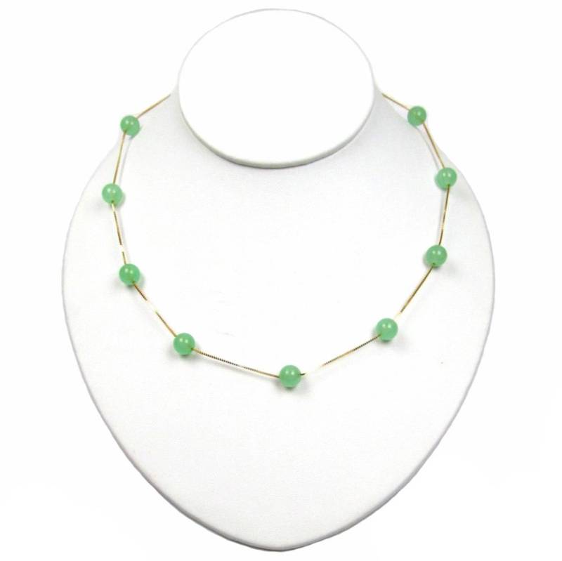 16", 18" Oder 20" 8 Mm Natürliche Grüne Jade Perle Zinn Tasse Halskette 14K Gold, Gold Filled 925 Silber 16", 18" Oder 20" 8 Mm Natürliche Grüne Jade Perle Zinn Tasse Halskette 14K Gold, Gold Filled 925 Silber von TADragon
